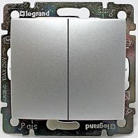 Переключатель без рамки Legrand Valena 2-кл. проходной алюминий картинка